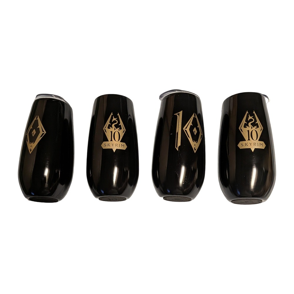 Lot 4x Skyrim 10th Anniversary Insulated Wine Tumbler Black Gold Dragon Bethesda